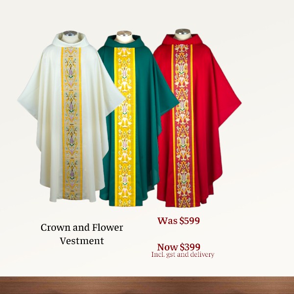 Crown and Flower Chasuble / Vestment - Creme IN STOCK