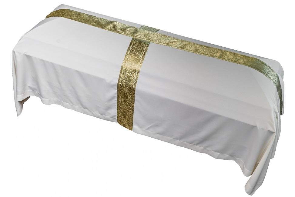 075 Gold Cross Funeral Pall - (6ft in stock) - JMJ Catholic Products#variant