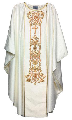 1007 Classic Hand embroidered Silk Chasuble - JMJ Catholic Products#variant