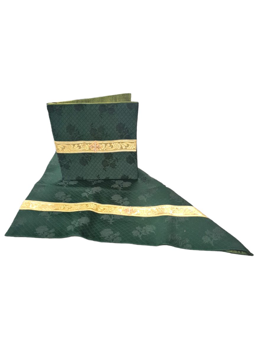 Chalice Veil and Burse set (Dark Green Jacquard with Gold trim) - JMJ Catholic Products#variant