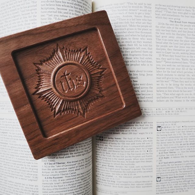 Hand carved Wooden Spiritual Communion Prayer Card (free delivery) - JMJ Catholic Products#variant