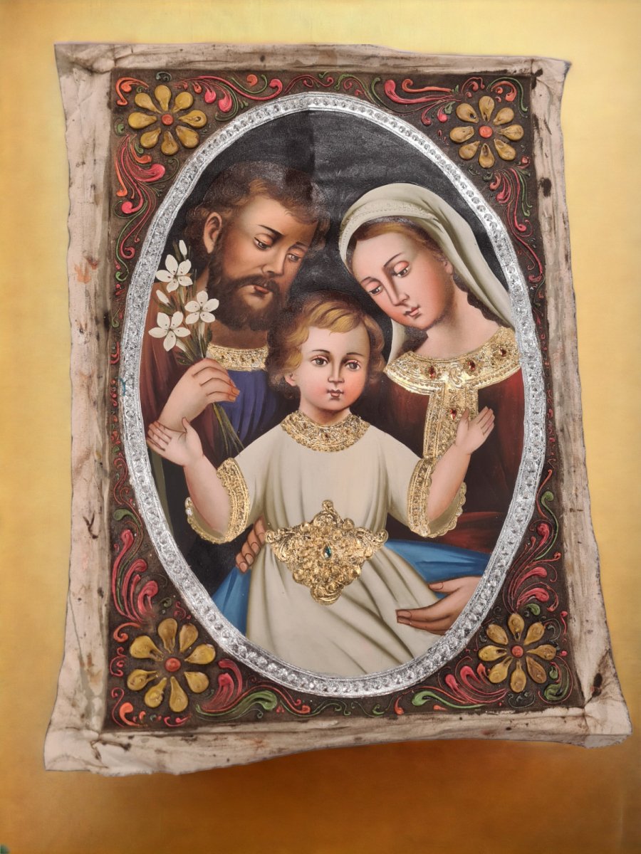 Hand Painted artwork Holy Family - Unframed (40cm x 60cm) - JMJ Catholic Products#variant