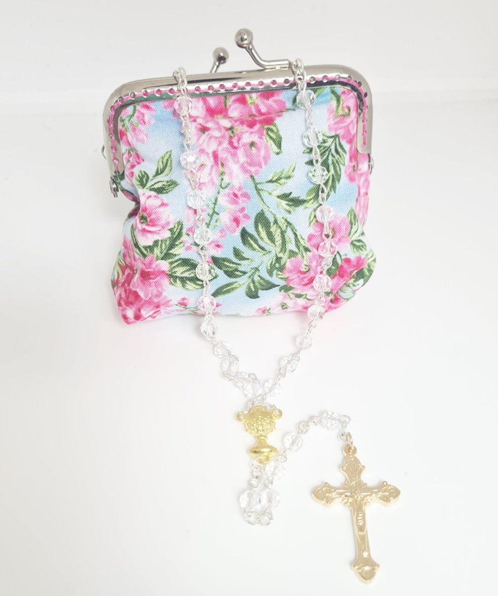 Holy Communion Rosary glass and Purse (free shipping) - JMJ Catholic Products#variant
