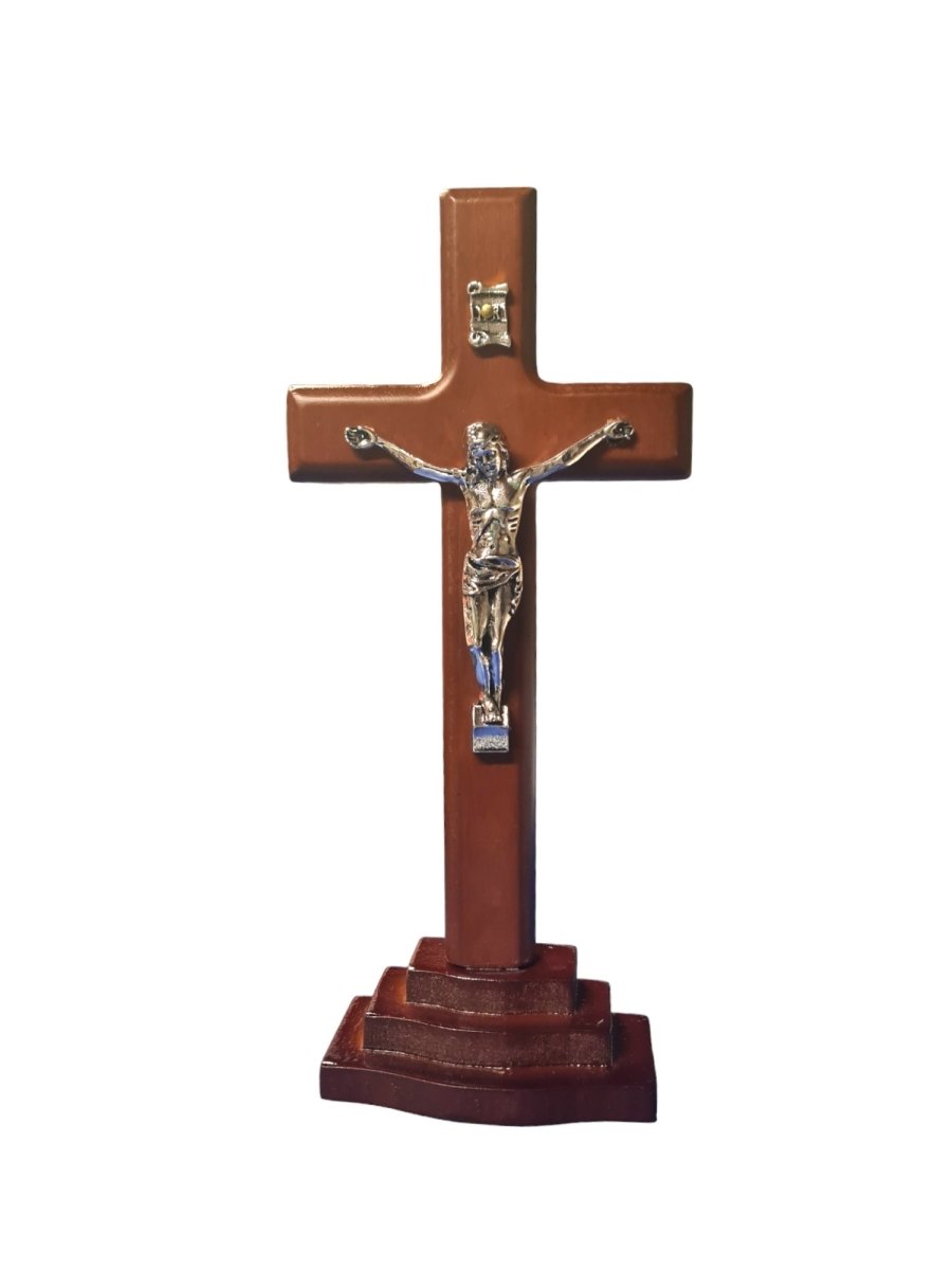 Table Crucifix - silver (23cm h) - JMJ Catholic Products#variant