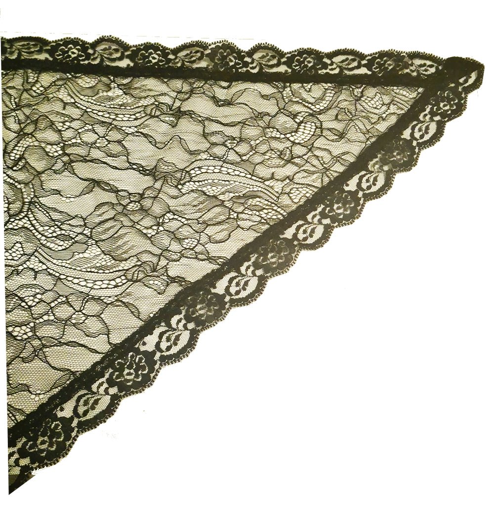 Triangular Mantilla, with wide lace Hem. (free shipping) - JMJ Catholic Products#variant