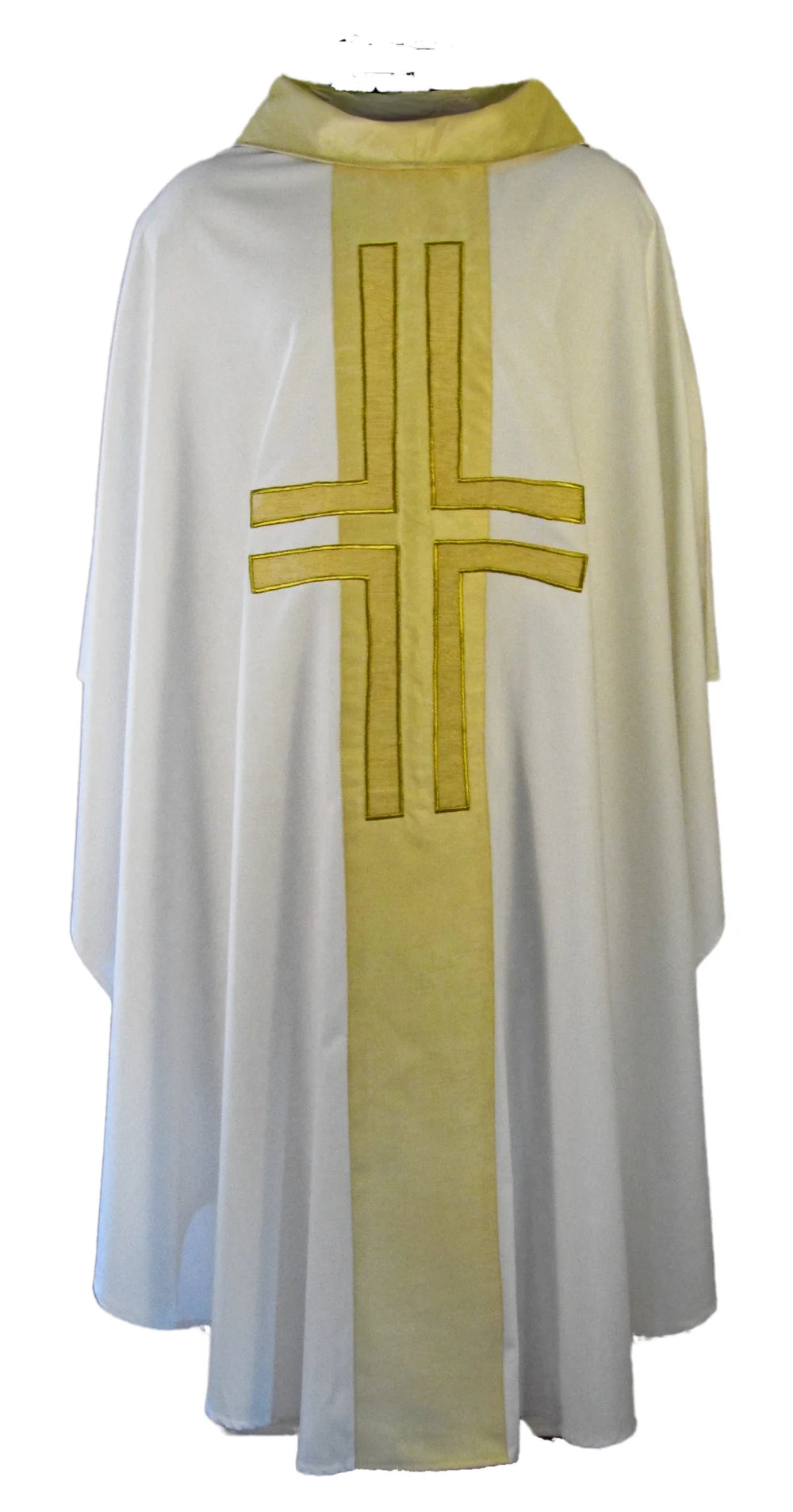 Art silk orphrey/collar with Lucerne applique cross chasuble