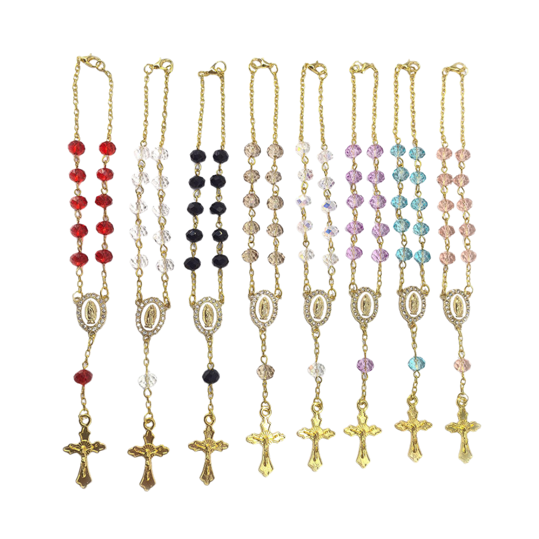 14K Gold-Plated Crystal Decade Rosary - 8 Colours Available - JMJ Catholic Productsvariant