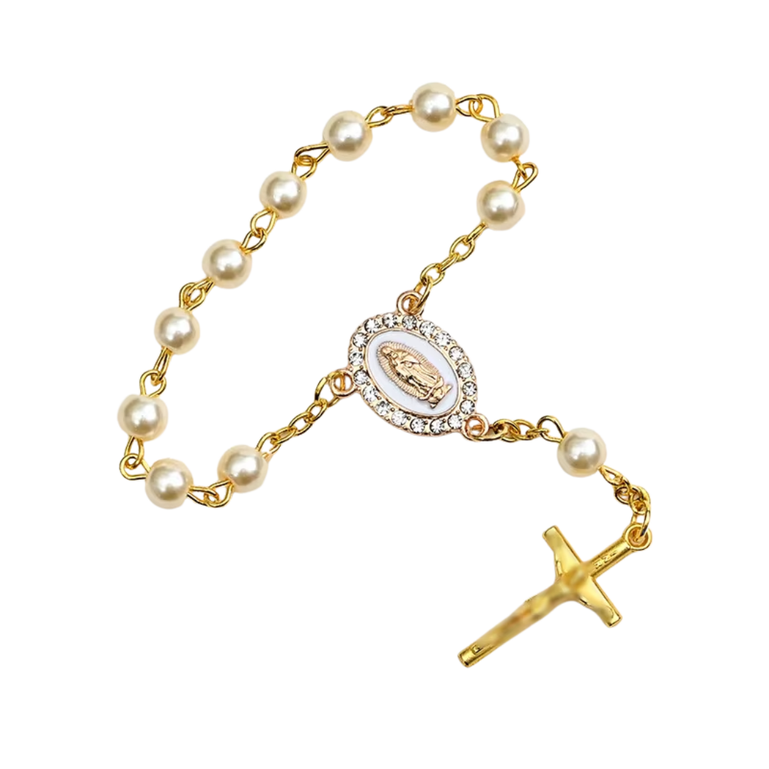 18K Gold Plated One Decade Rosary with Crystal Accents - 2 Colours available - JMJ Catholic Productsvariant