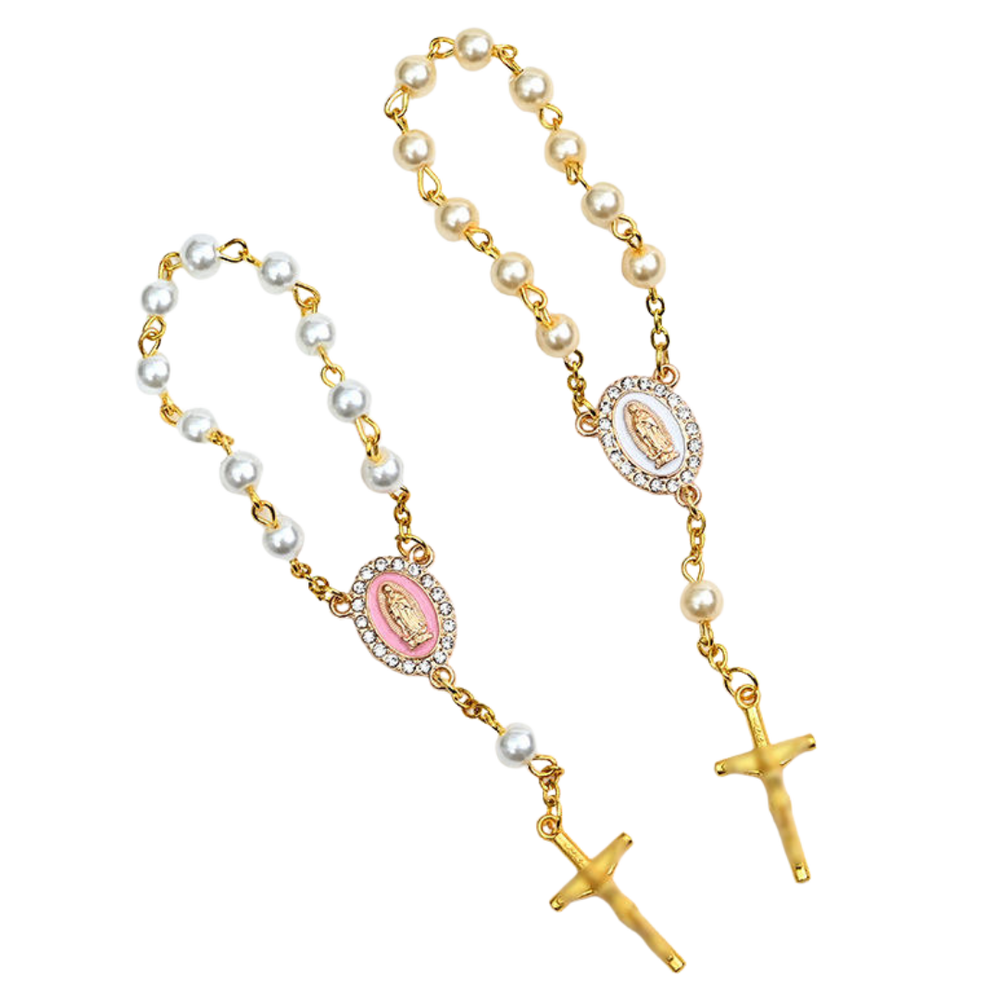 18K Gold Plated One Decade Rosary with Crystal Accents - 2 Colours available - JMJ Catholic Productsvariant