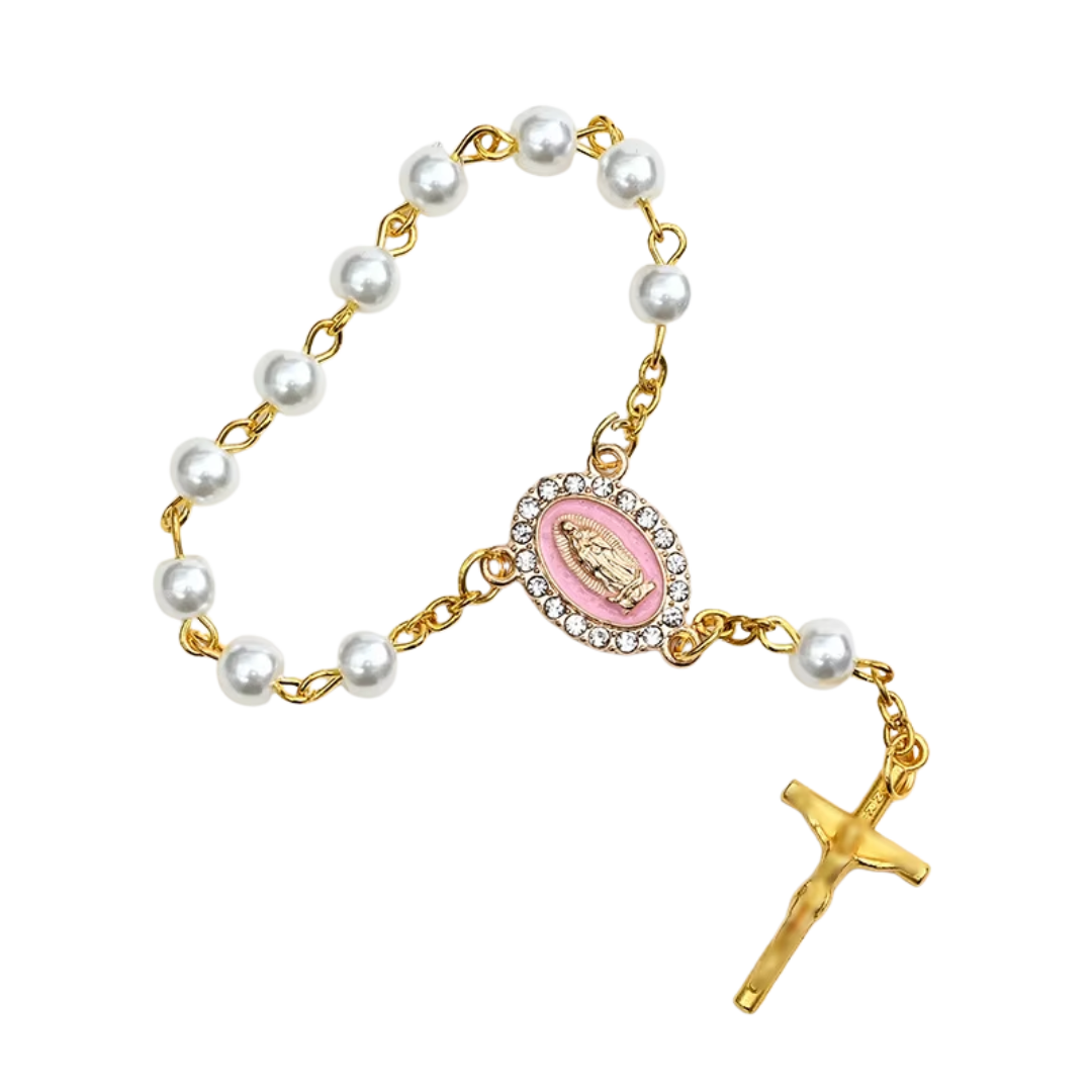 18K Gold Plated One Decade Rosary with Crystal Accents - 2 Colours available - JMJ Catholic Productsvariant