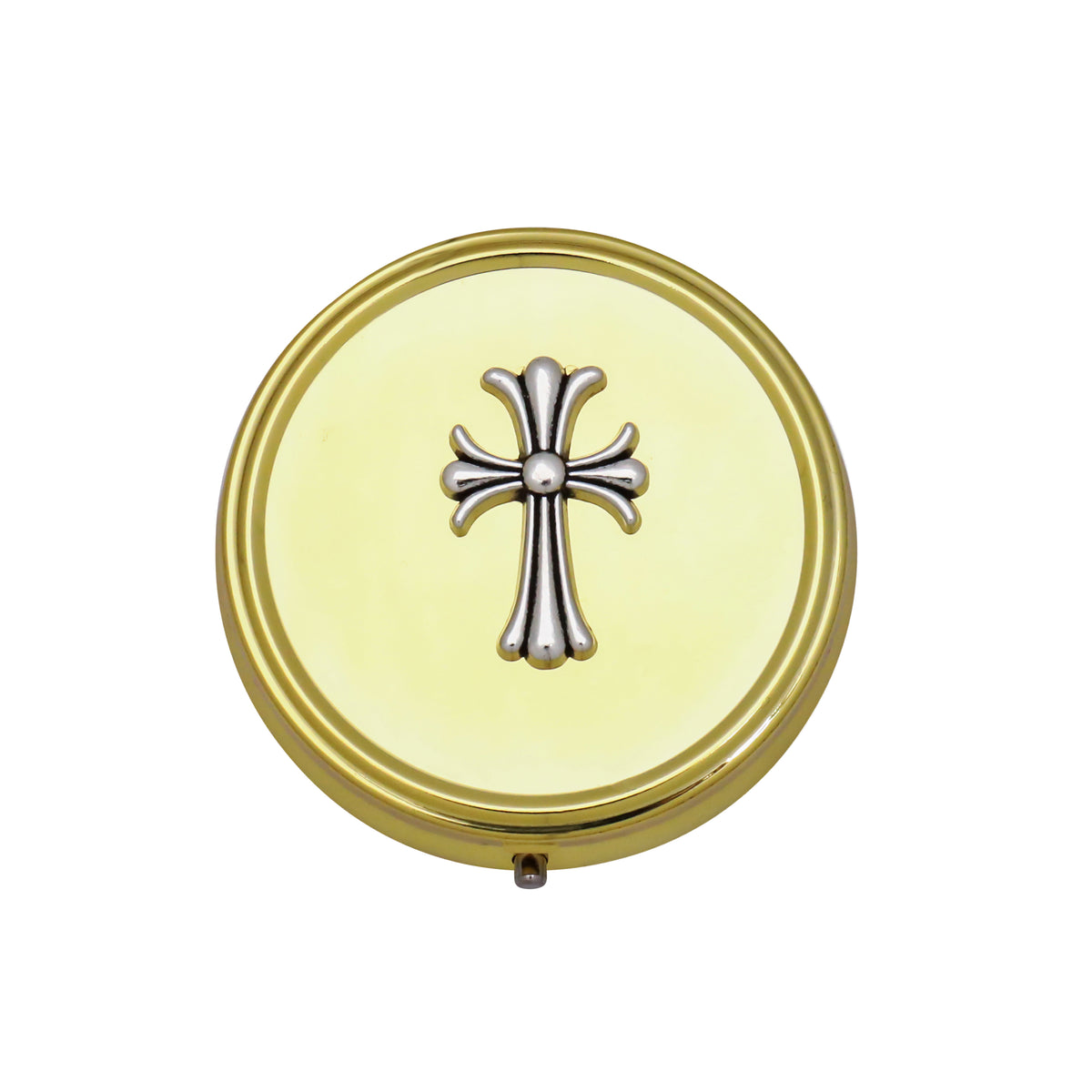 Economy Gold Pyx & Rosary Case - Silver Cross
