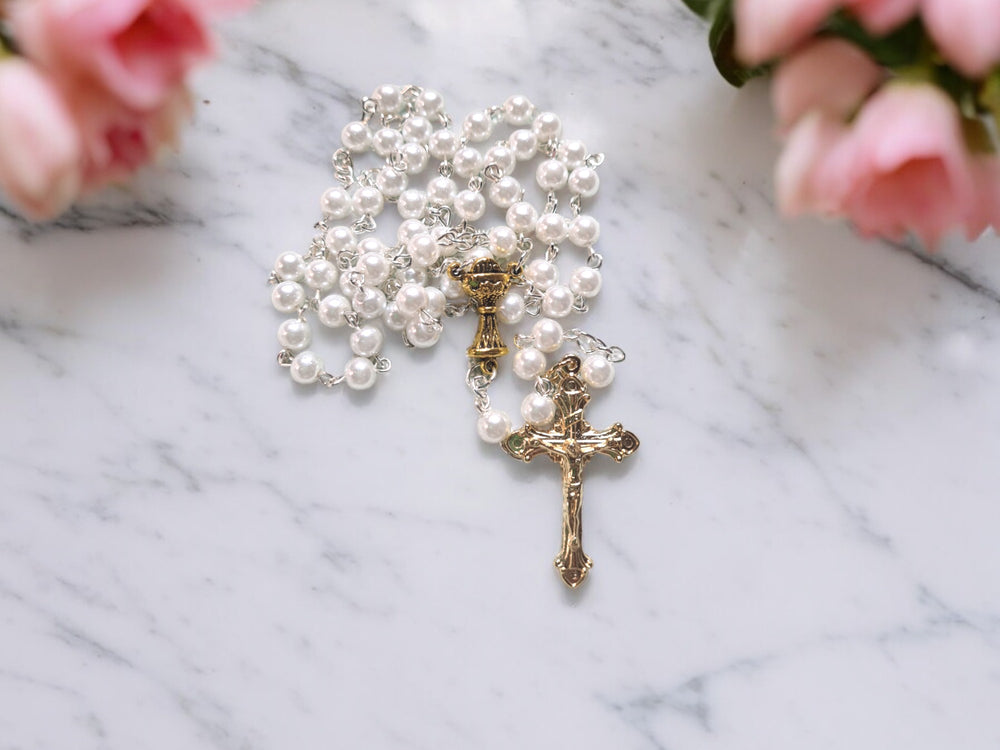 Australian Handcrafted First Holy Communion White Pearl (Free Shipping)
