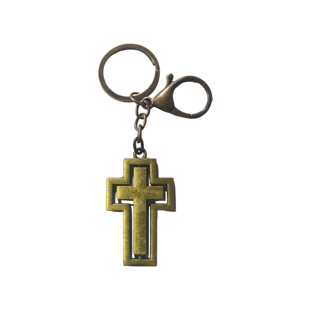 Steel Gold Crucifix keyring (free shipping)