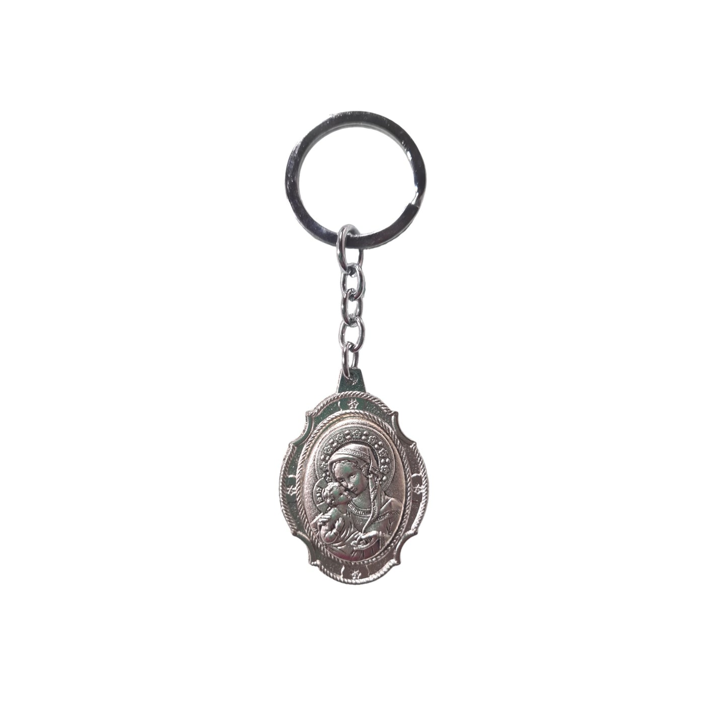 Our Lady silver key ring