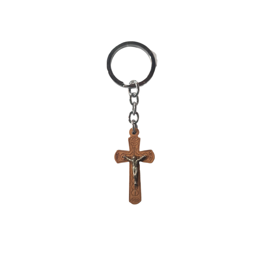 Wooden Crucifix keyring (free shipping)