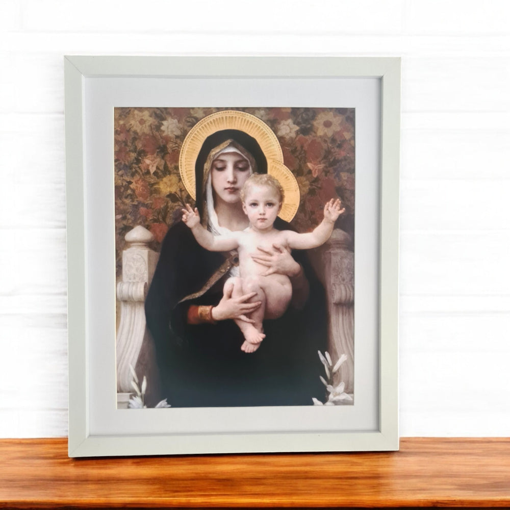 Madonna of the lillies- white frame
