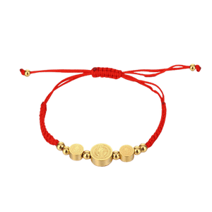 24K gold-plated Catholic icons bracelet with red enamel