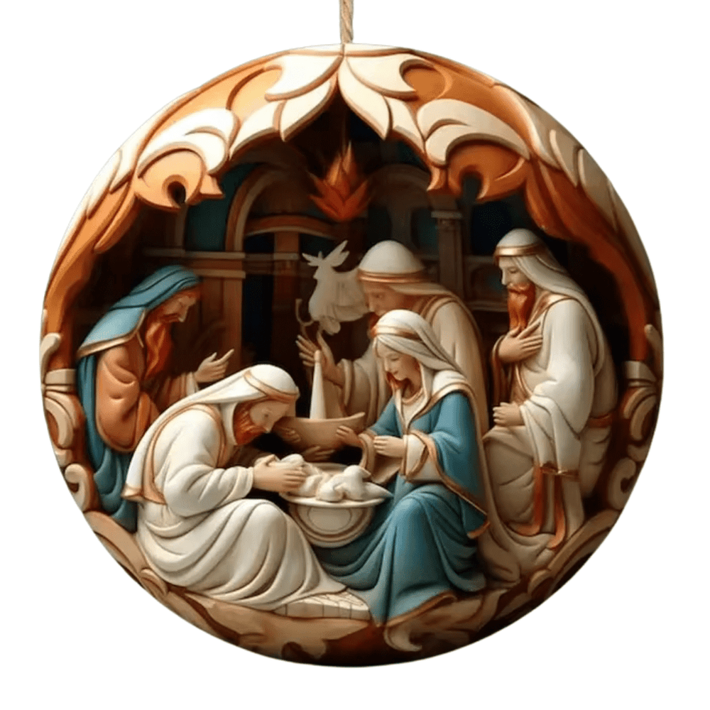 3D Nativity Scene Hanging Ornament — Premium Resin Christmas Keepsake (4 Styles) - JMJ Catholic Productsvariant