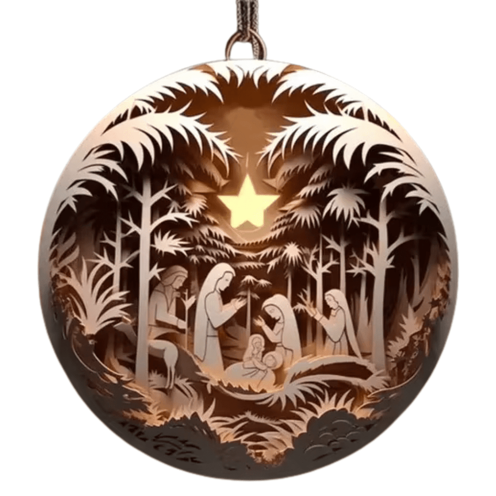 3D Nativity Scene Hanging Ornament — Premium Resin Christmas Keepsake (4 Styles) - JMJ Catholic Productsvariant