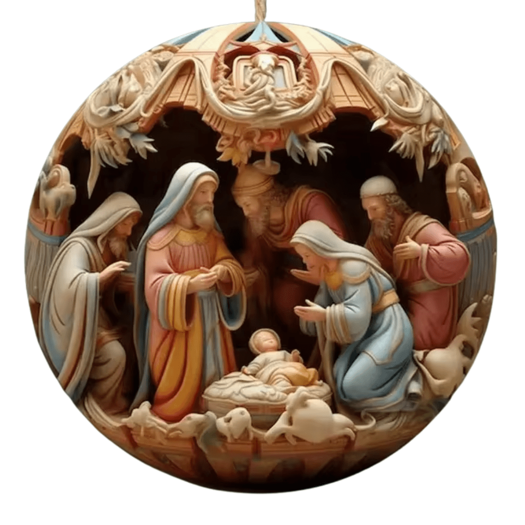 3D Nativity Scene Hanging Ornament — Premium Resin Christmas Keepsake (4 Styles) - JMJ Catholic Productsvariant