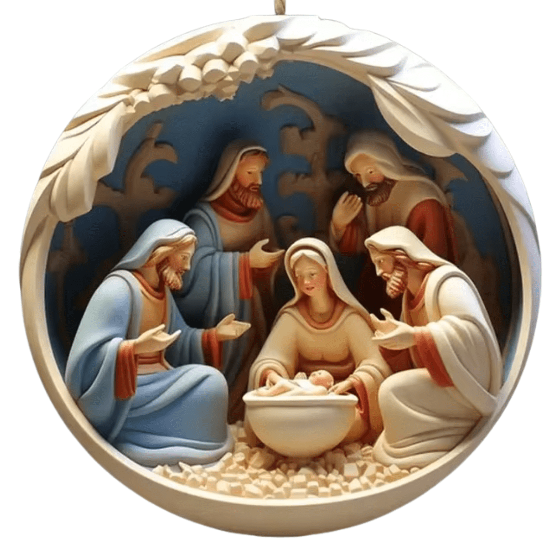 3D Nativity Scene Hanging Ornament — Premium Resin Christmas Keepsake (4 Styles) - JMJ Catholic Productsvariant