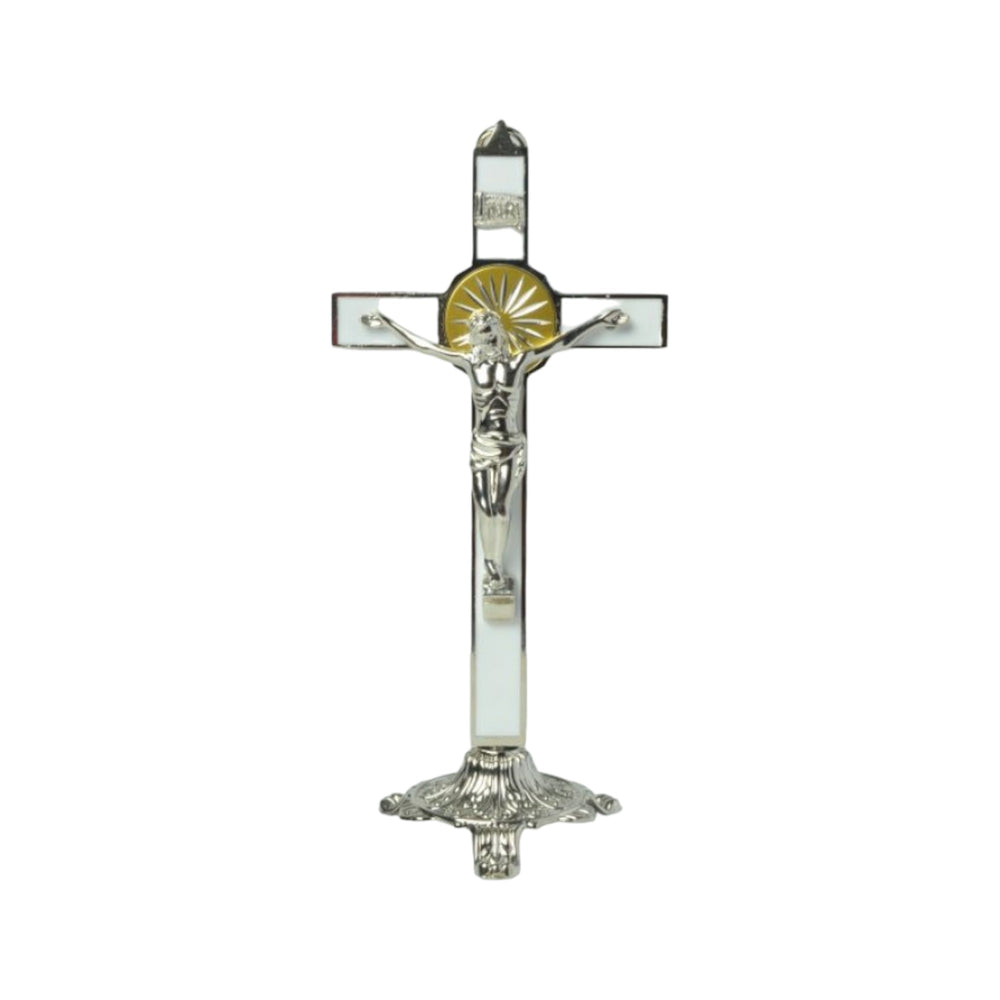 White Metal Crucifix GS5 - 20cm