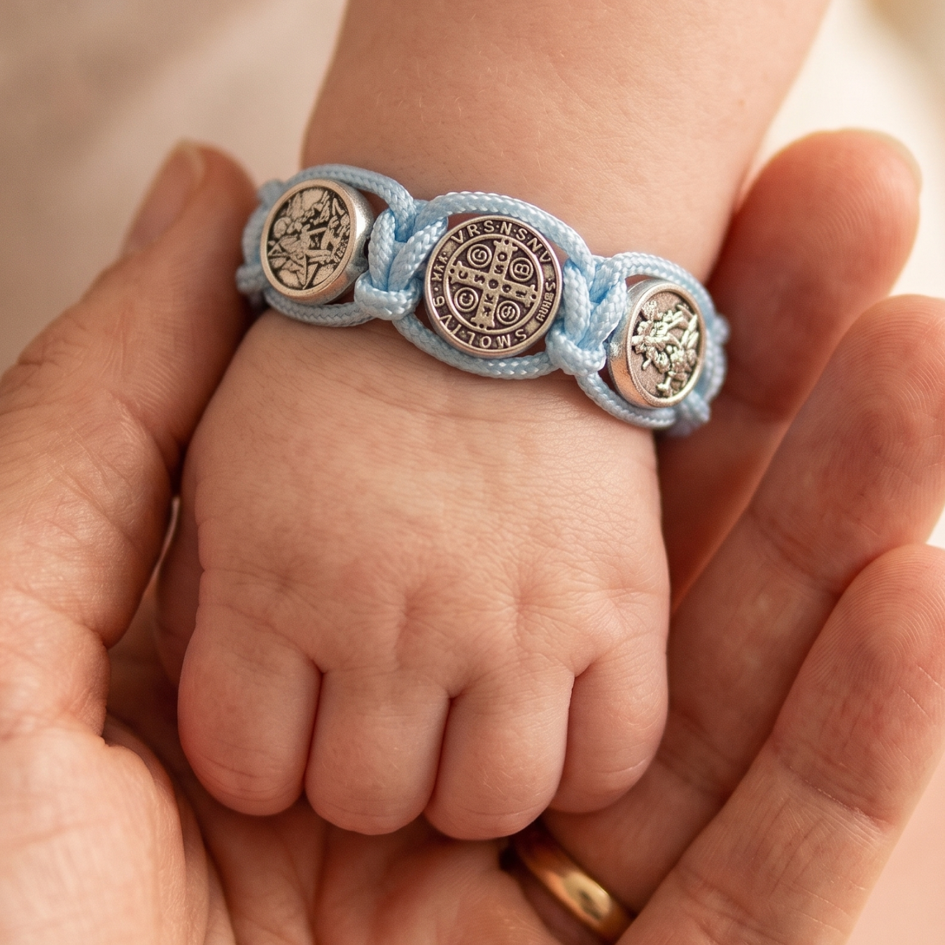 St. Benedict Blue Cord Baby Bracelet - Blue
