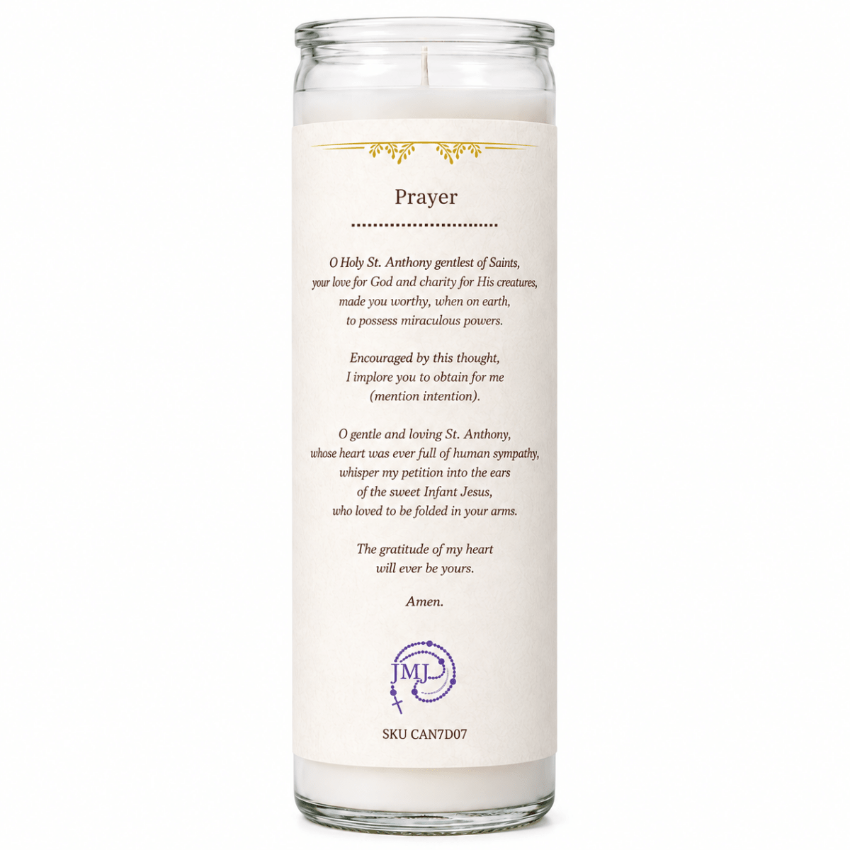 7-Day St Anthony of Padua Devotional Candle - JMJ Catholic Products#variant