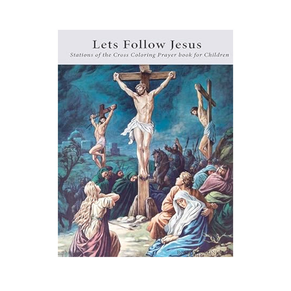 Lets Follow Jesus - Stations of the Cross Coloring Prayer book for Children (free shipping)