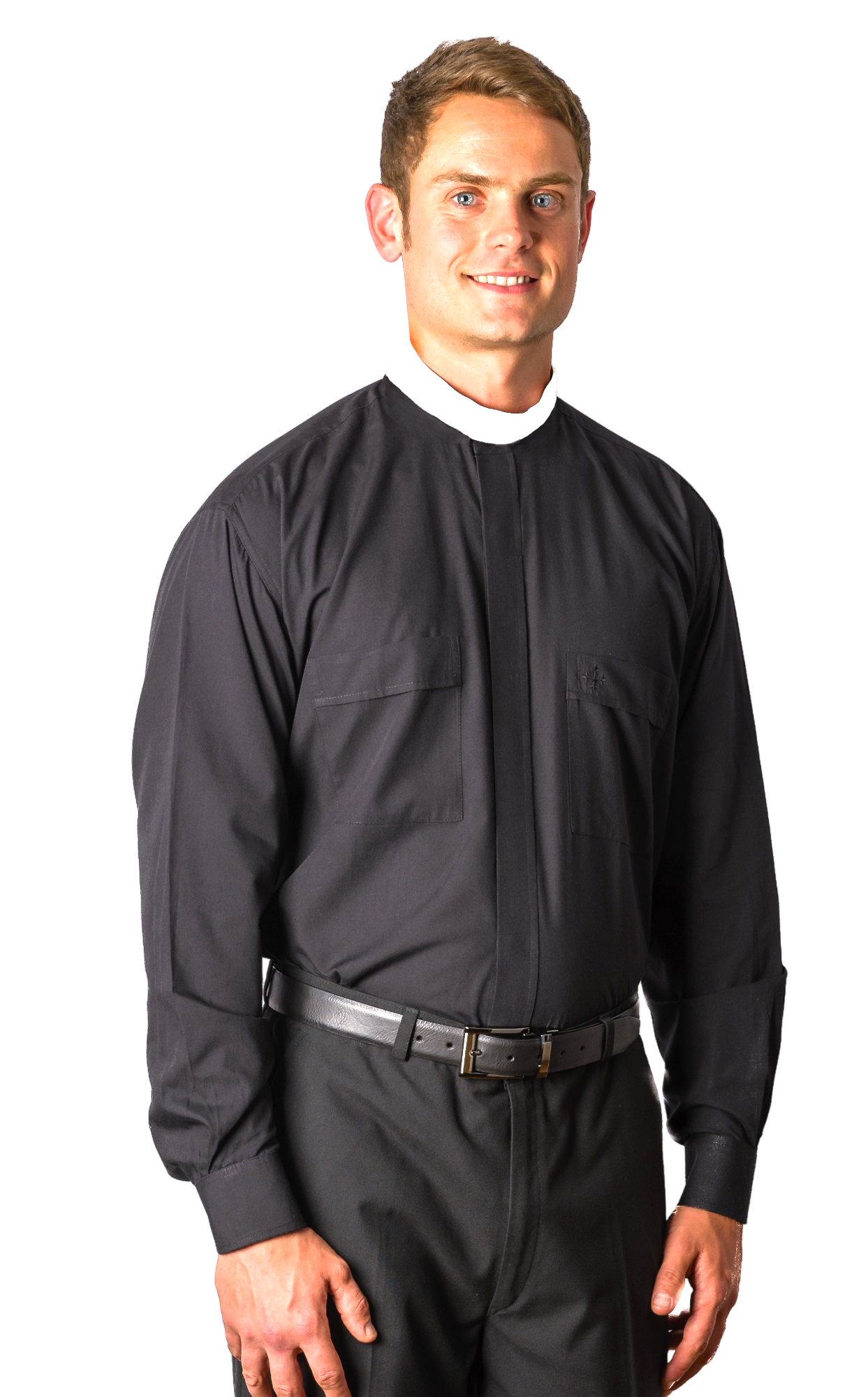 Long Sleeve - Neckband Clergy shirt (70% Cotton)