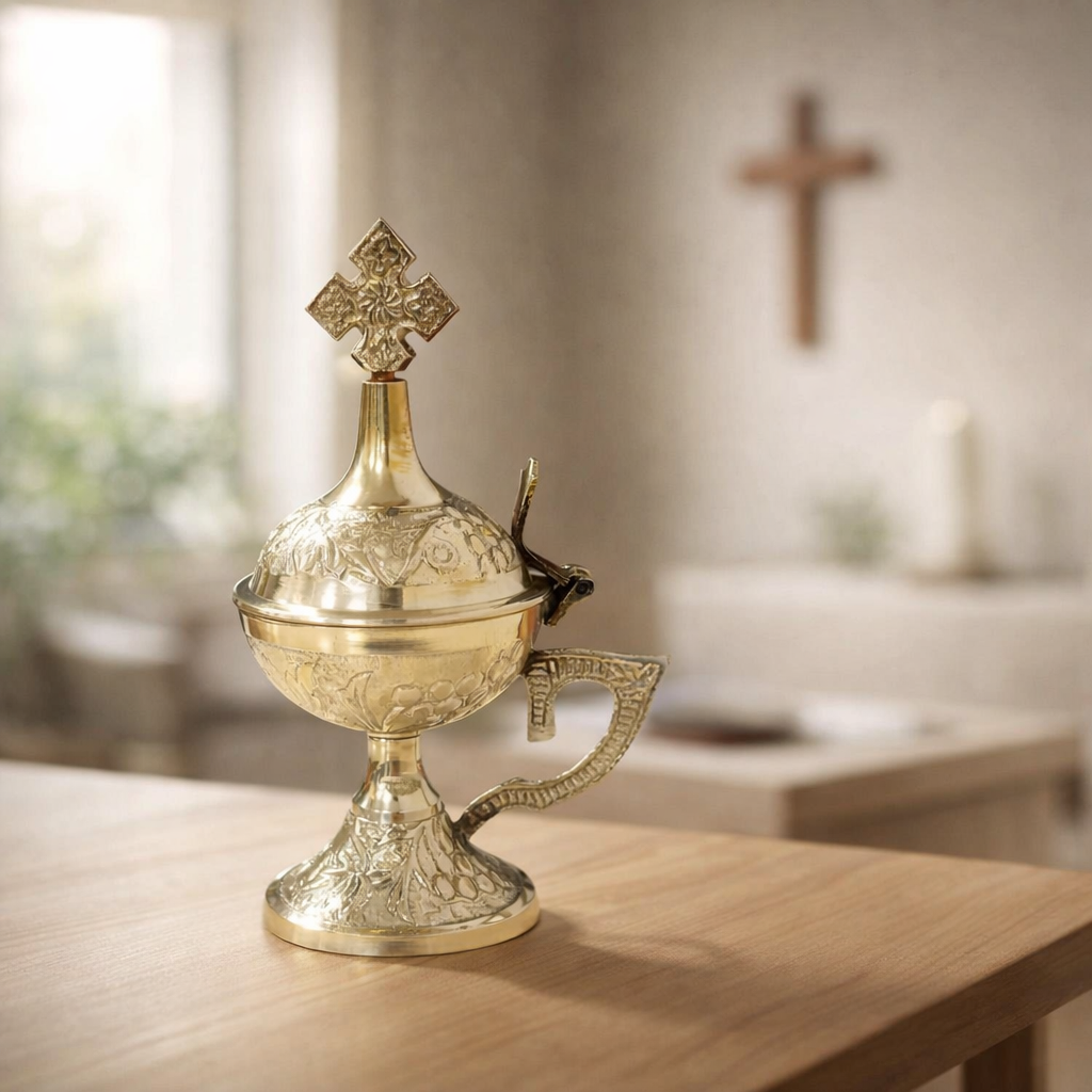 Brass Embossed Incense | Frankincense Burner – Ornate, Hand-crafted (13.5cm)