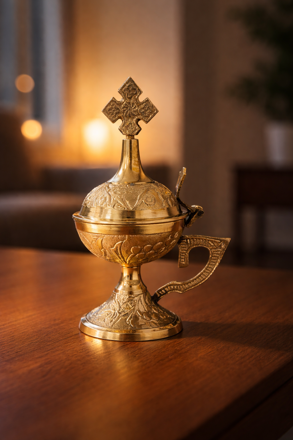 Brass Embossed Incense | Frankincense Burner – Ornate, Hand-crafted (13.5cm)