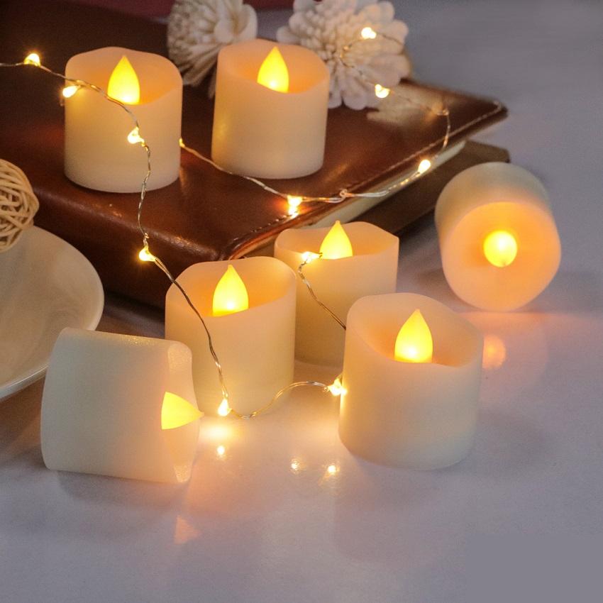 LED Tea Light Devotional Candle – Pack of 12 (Warm White and Yellow)