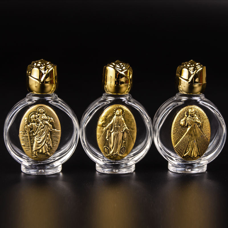 Glass Holy Water Bottle – Gold (3 Styles)