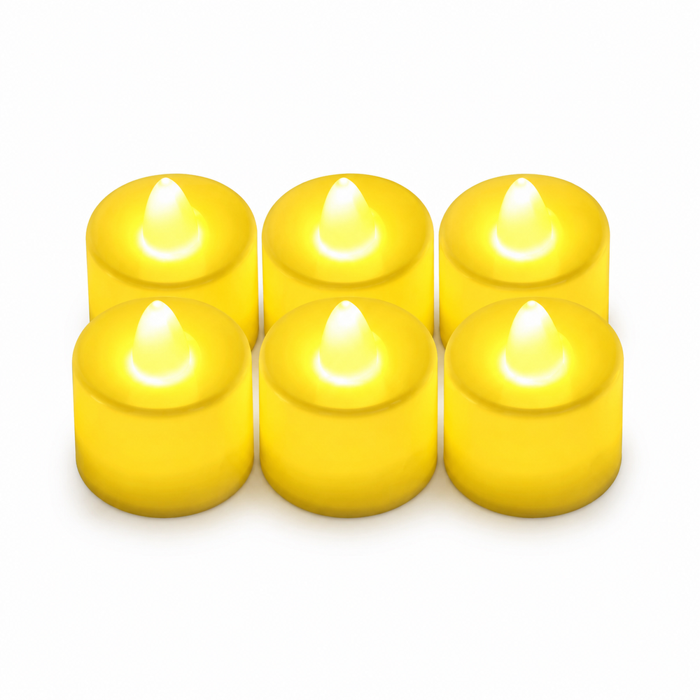 Yellow LED Devotional Votive Candle Refill Pack (Pack of 6)