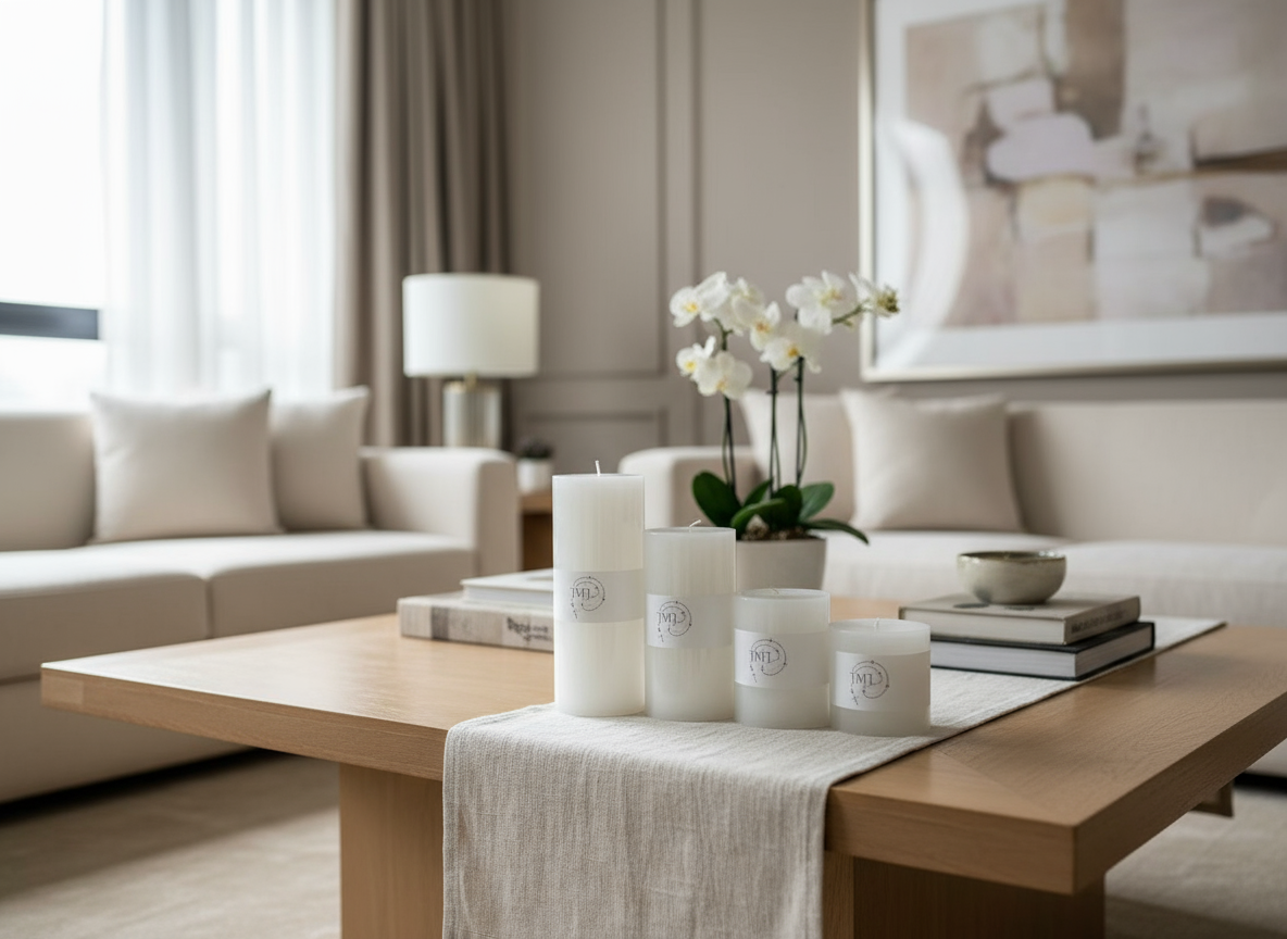 JMJ Devotional Pillar Candle in White - Slow Burning, 30 to 80 Hours