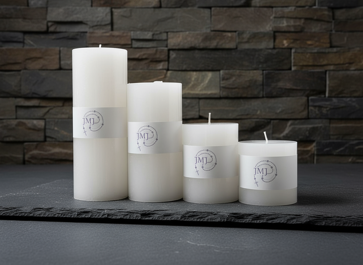 JMJ Devotional Pillar Candle in White - Slow Burning, 30 to 80 Hours