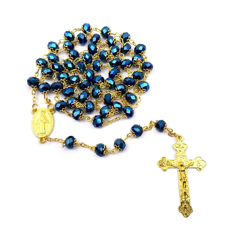Crystal Rosary with Gold-Tone Crucifix
