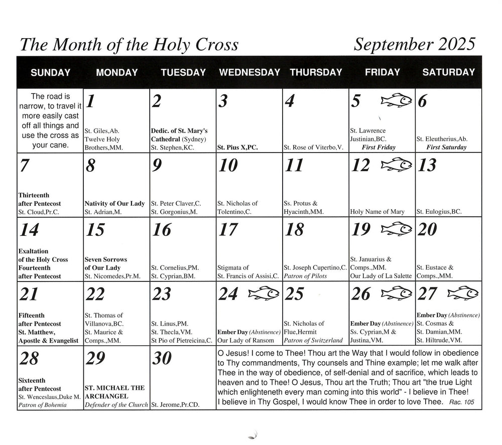 Calendar 2025 - St Joseph Traditional (incl.delivery)