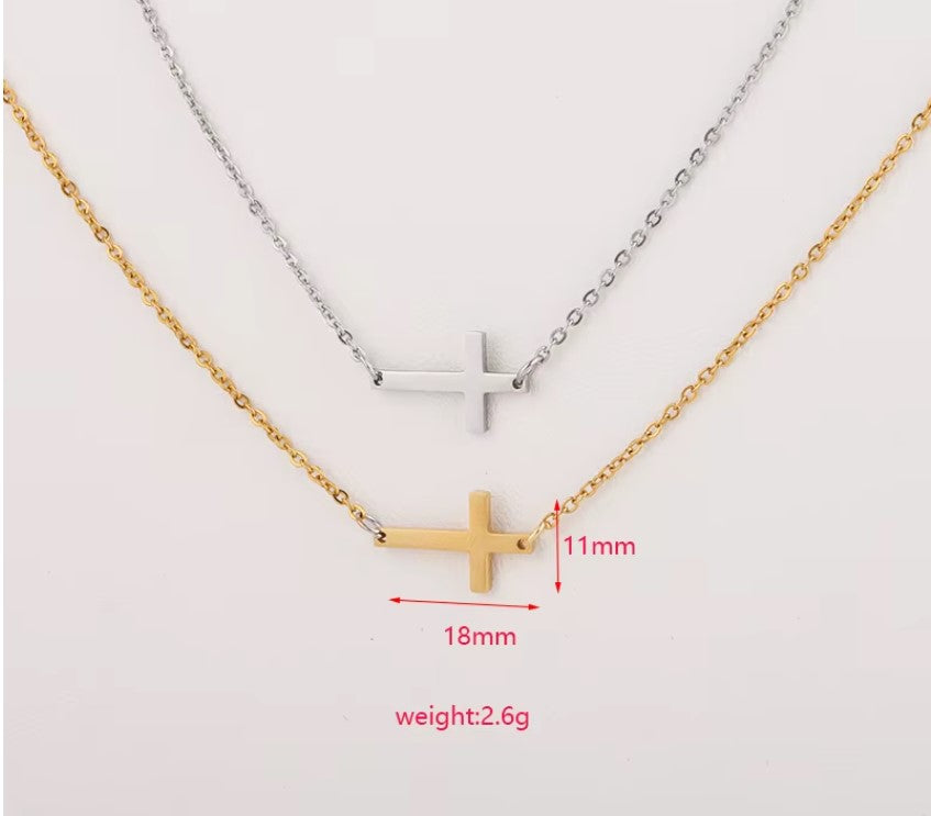 Sideways cross pendant necklace
