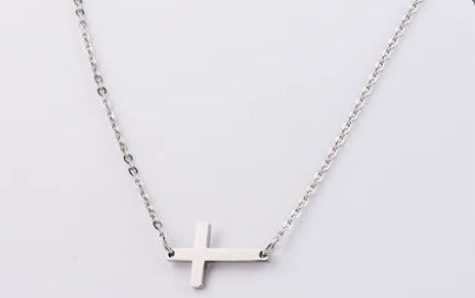Sideways cross pendant necklace