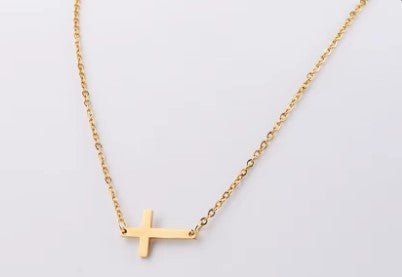 Sideways cross pendant necklace