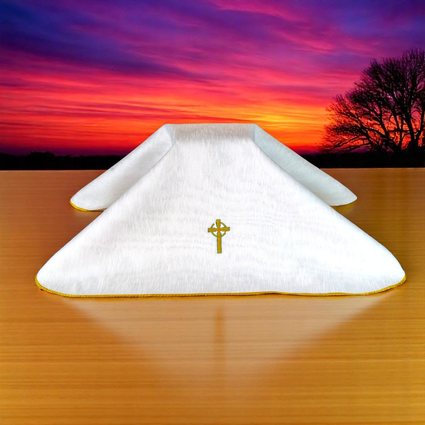 Urn Cover- Embroidered Celtic Cross with piping  81 cm x 81 cm(C2115)