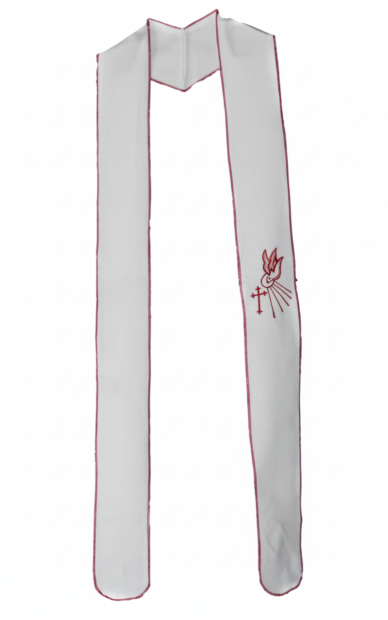 Descending Dove fabric confirmation stole (white)