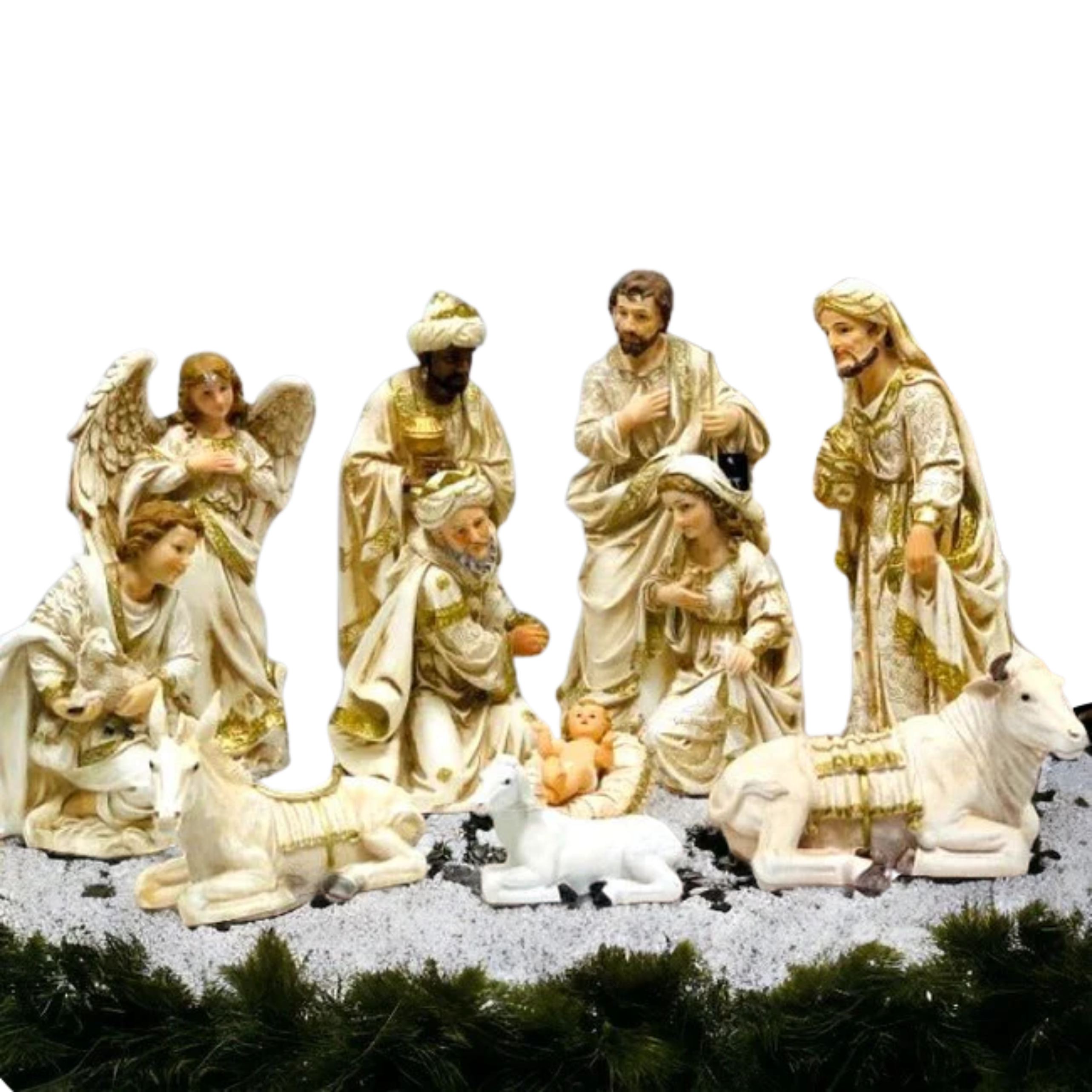 White Nativity set (30cm/11 Pieces)