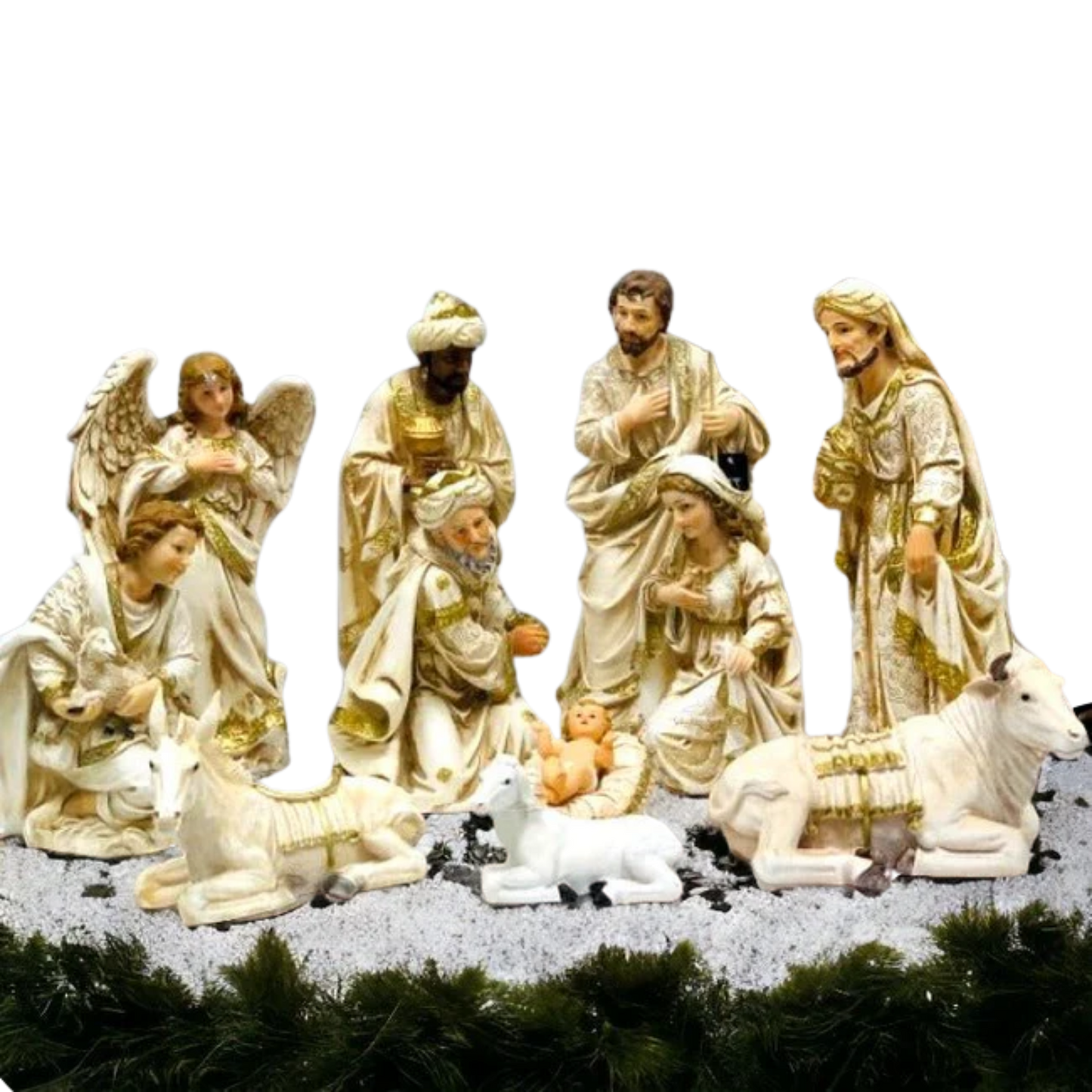 White Nativity set (30cm/11 Pieces)