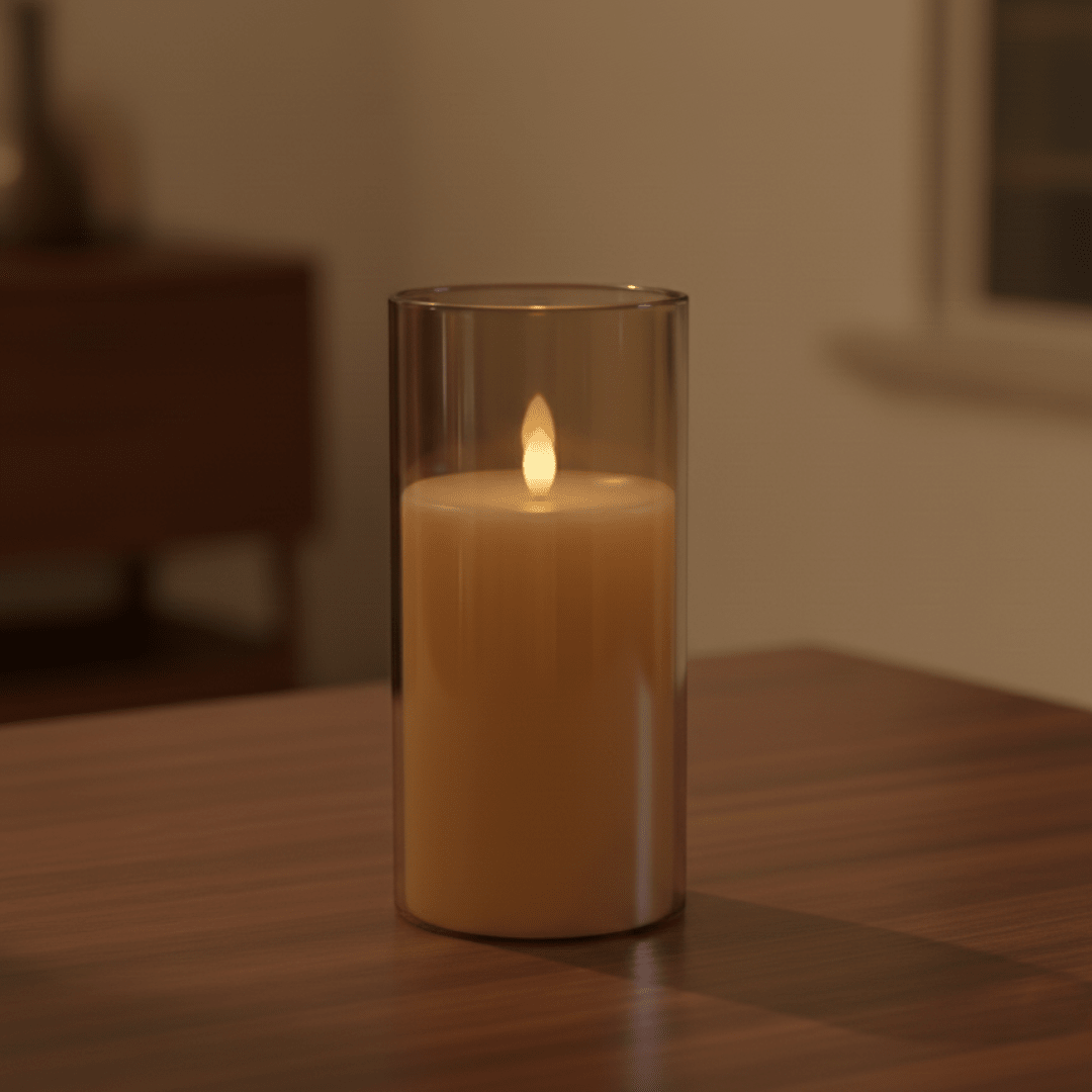 Amber Glass Real-Wax LED Candle — Realistic Flameless Glow for Schools & Sanctuaries (3 Sizes) - JMJ Catholic Productsvariant