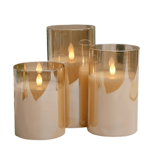 Amber glass real-wax flameless LED candle