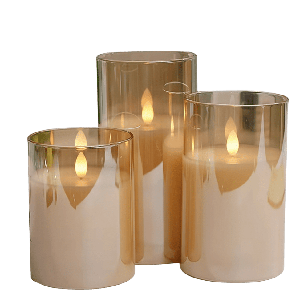 Amber Glass Real-Wax LED Candle — Realistic Flameless Glow for Schools & Sanctuaries (3 Sizes) - JMJ Catholic Productsvariant