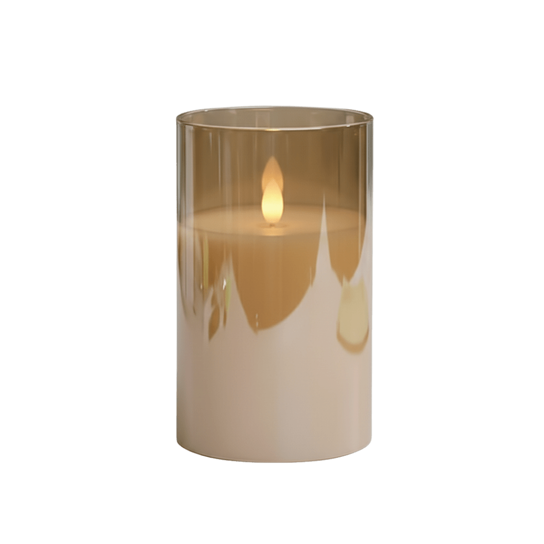 Amber Glass Real-Wax LED Candle — Realistic Flameless Glow for Schools & Sanctuaries (3 Sizes) - JMJ Catholic Productsvariant